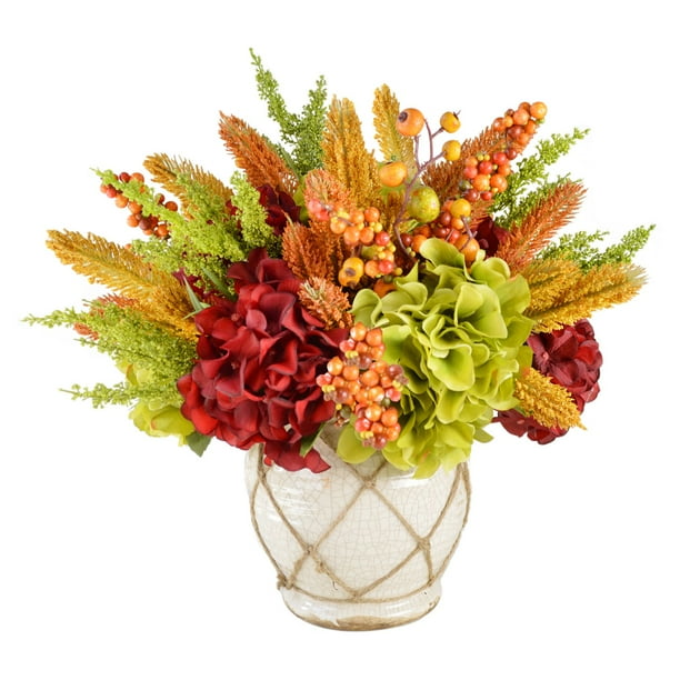 Heather and Grass Creative Displays Fall Arrangement with Hydrangea Heather and Grass Creative Displays Fall Arrangement with Hydrangea